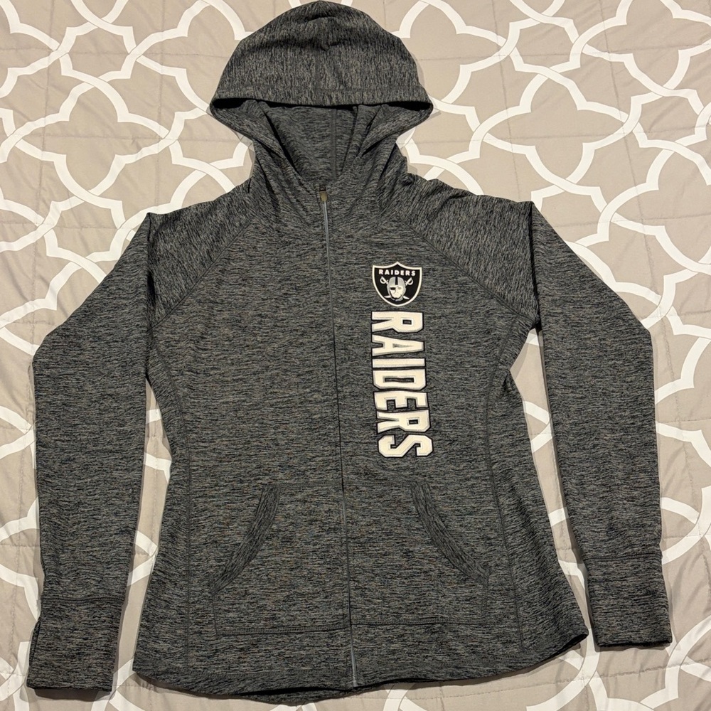 Women's Size Small Gray Oakland Raiders Zip-Up Jacket withThumbholes